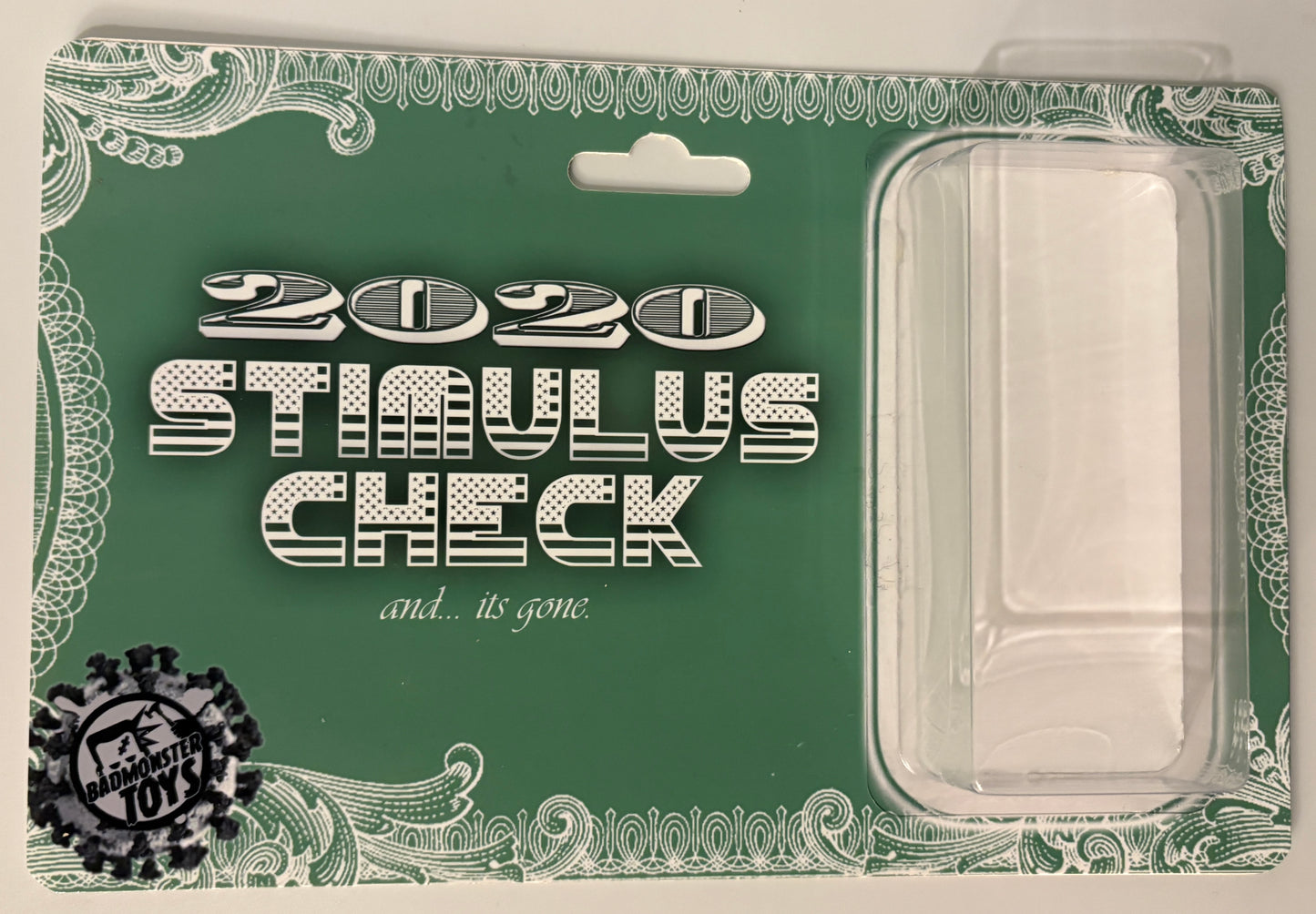 2020 Stimulus Check Figure – Empty Blister Parody Art Toy by Bad Monster Toys
