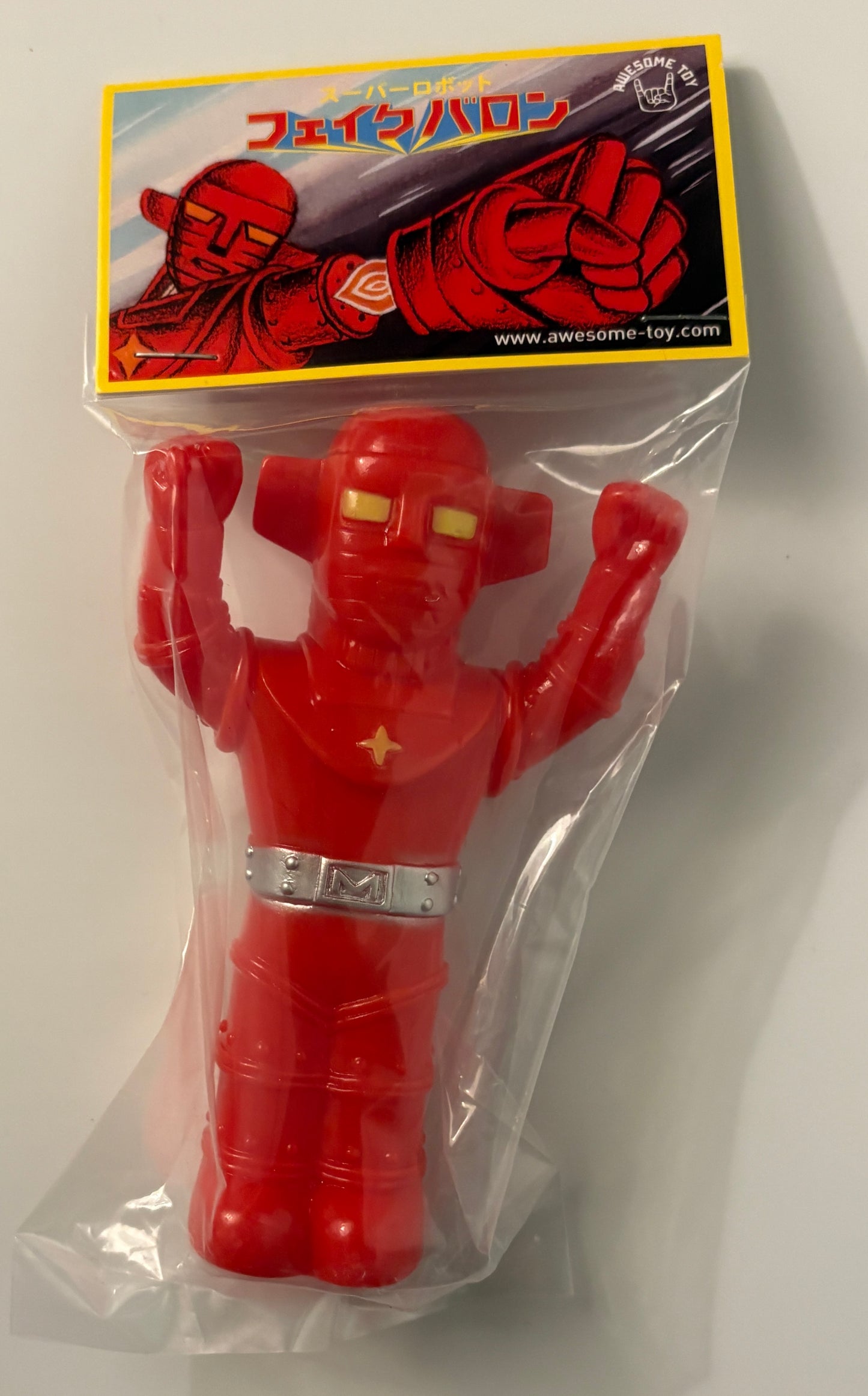 Feika Baron Super Robot Sofubi / Soft Vinyl Figure – Red Variant (Bagged w/ Header, Awesome Toy)