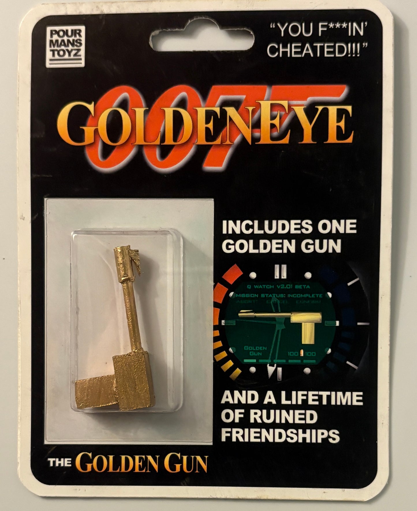 Golden Gun Parody Designer Toy – Retro FPS Gaming Collectible by Pour Mans Toyz